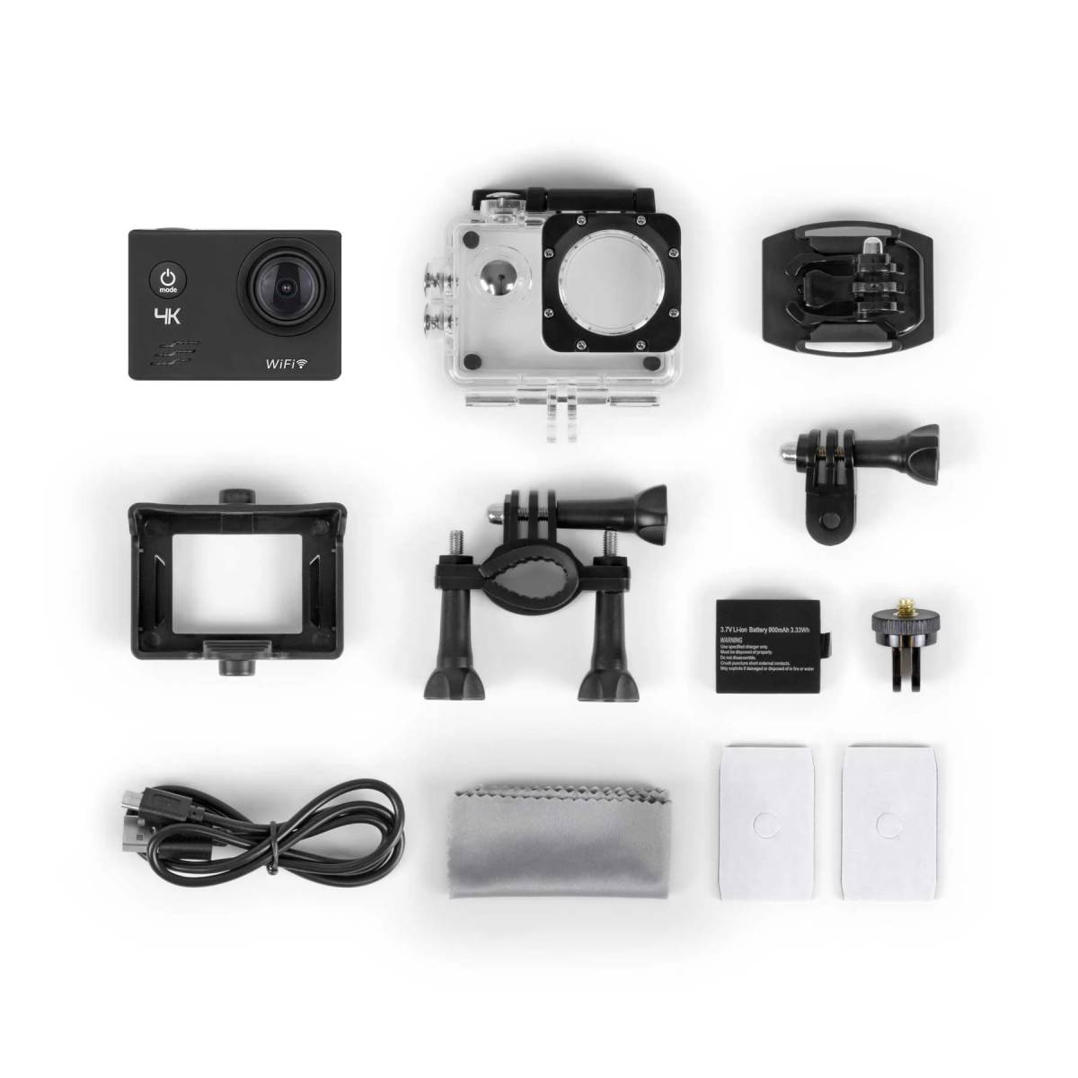 Aluratek ASC4KWF 4K Wi-Fi Sports Action Camera - Black