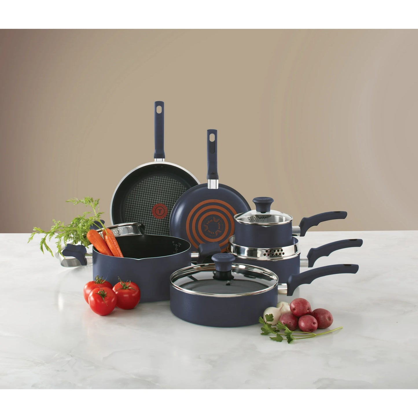 T-Fal Simply Cook Nonstick Cookware Set (14-Pieces) - Blue