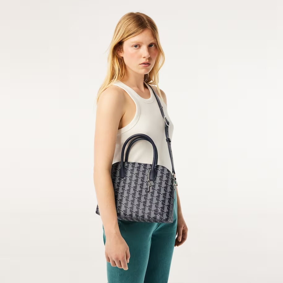 Bolso Bugatti con monograma de estilo de vida diario de Lacoste, beige