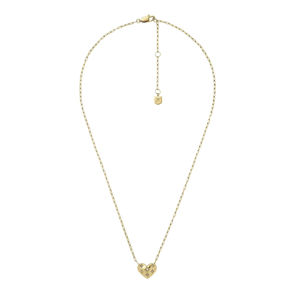 Fossil Sadie All My Love Gold-Tone Stainless Steel Heart Pendant Necklace ( Small )