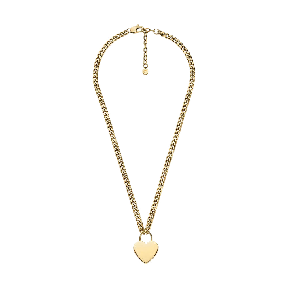 Fossil Sutton Heart Necklace in Gold-Tone Plated over Stainless Steel