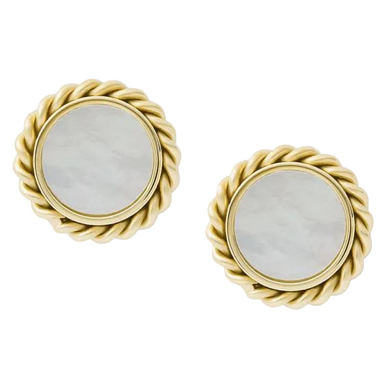 Pendientes de botón de nácar para mujer Fossil Vintage Heritage en tono dorado