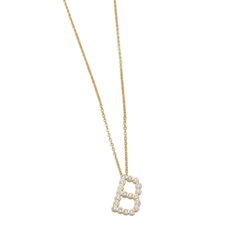 Collar con colgante de inicial "A" de cristal simple de 16,5" de Ettika en baño de oro de 18 k sobre latón y acero