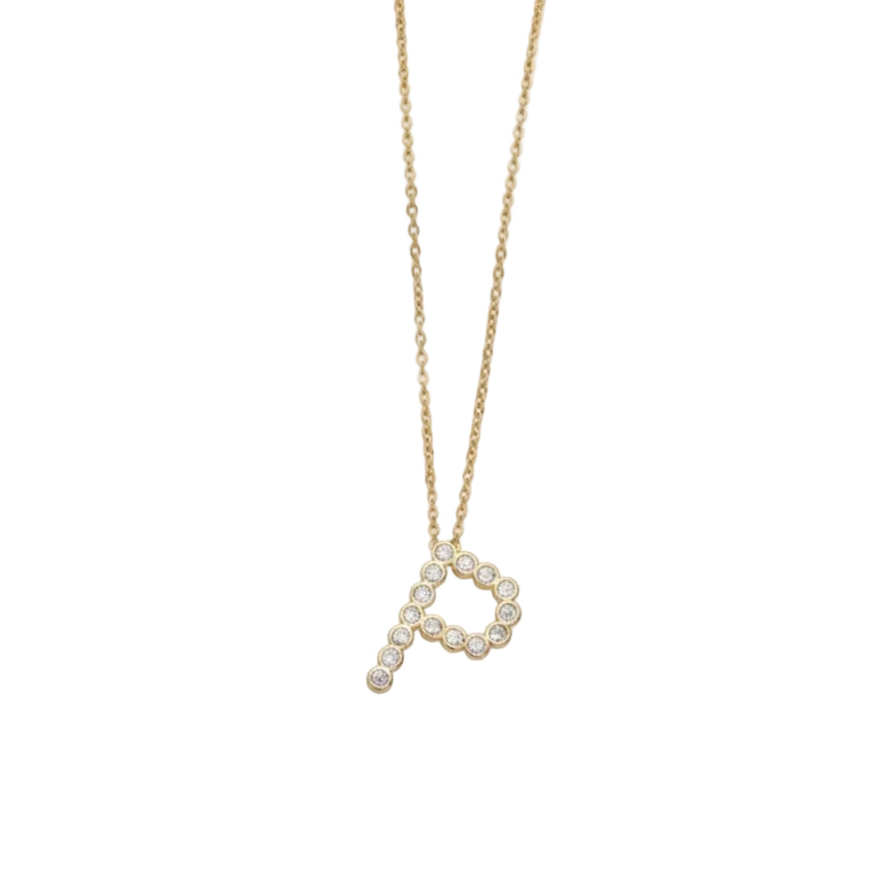 Collar con colgante de inicial "A" de cristal simple de 16,5" de Ettika en baño de oro de 18 k sobre latón y acero