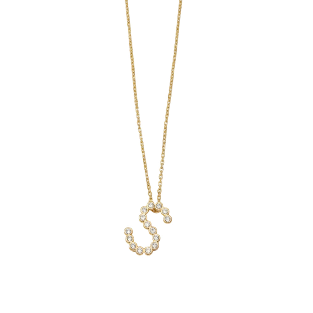 Collar con colgante de inicial "A" de cristal simple de 16,5" de Ettika en baño de oro de 18 k sobre latón y acero