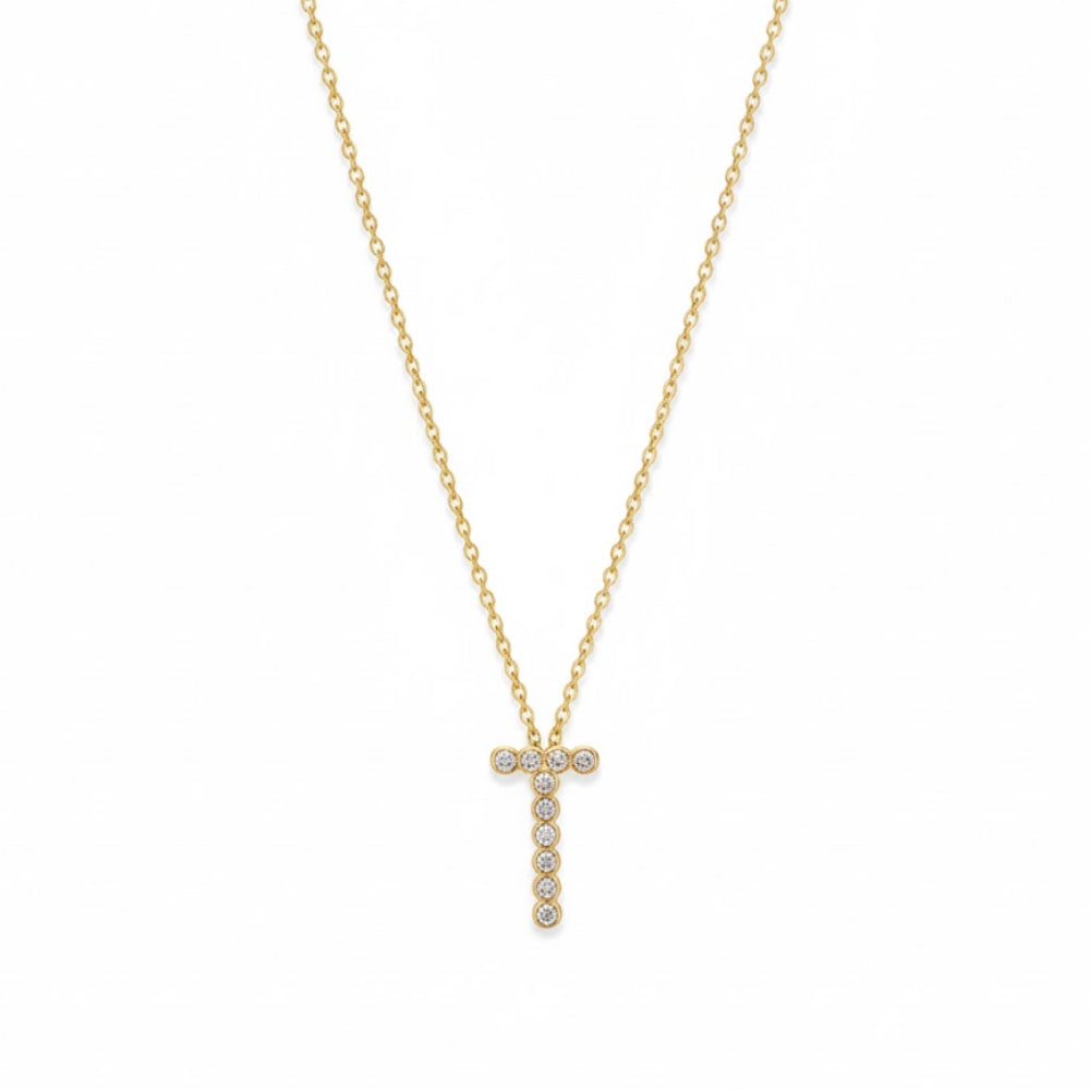 Collar con colgante de inicial "A" de cristal simple de 16,5" de Ettika en baño de oro de 18 k sobre latón y acero