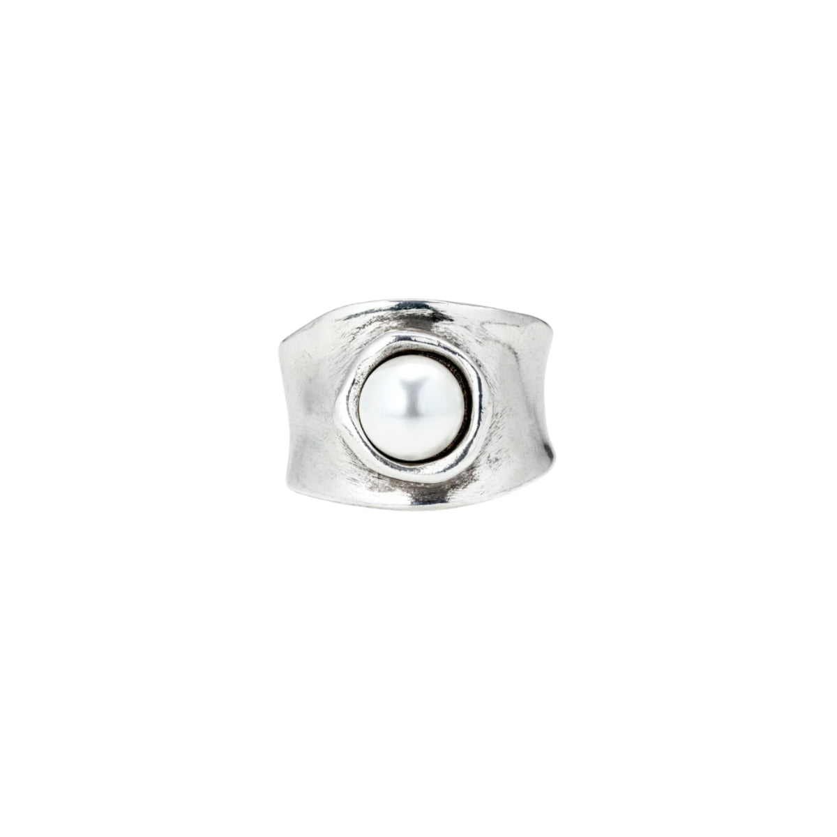 UNOde50 Women's White Crystal Pearl Ring in Sterling Silver-Plating over Metal