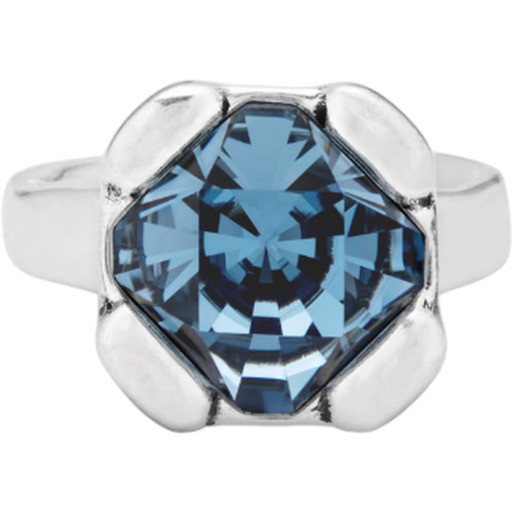 UNOde50 Charismatic Women's Blue Faceted Crystal Ring in Sterling Silver-Plating over Metal Alloy