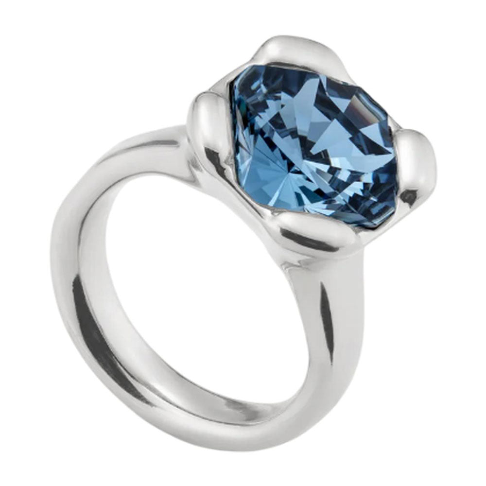 UNOde50 Charismatic Women's Blue Faceted Crystal Ring in Sterling Silver-Plating over Metal Alloy