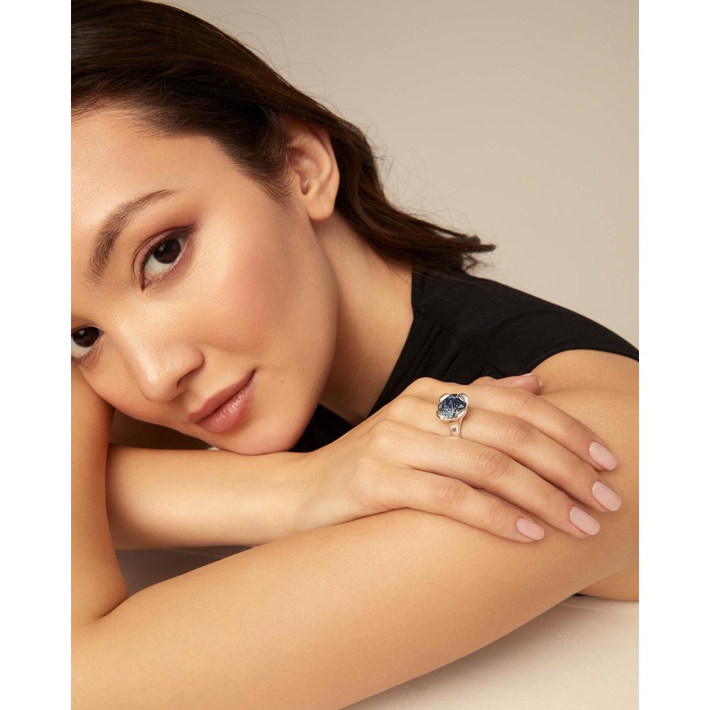 UNOde50 Charismatic Women's Blue Faceted Crystal Ring in Sterling Silver-Plating over Metal Alloy