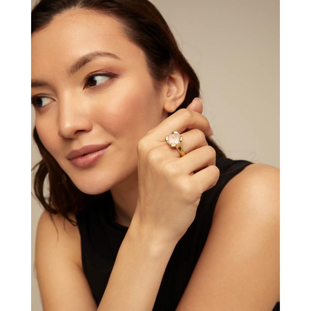 UNOde50 Charismatic Women's Pink Faceted Crystal Ring in 18K Gold-Plating over Metal Alloy