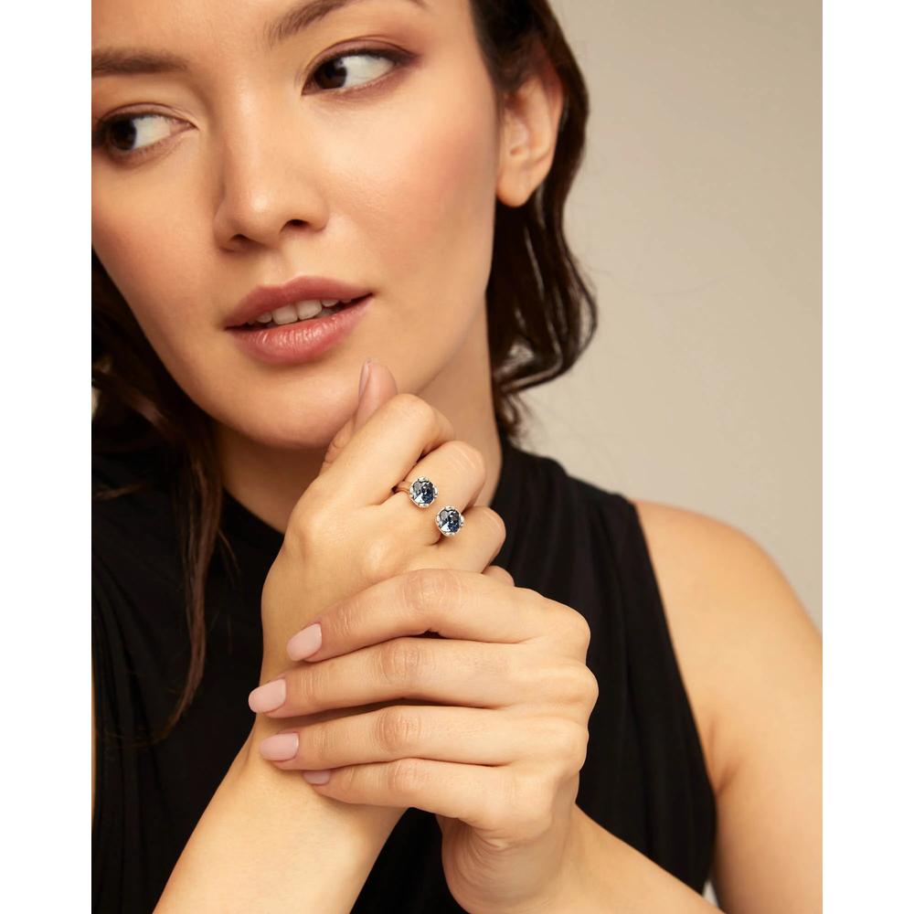 UNOde50 Charismatic Women's Two Blue Faceted Crystal Ring in Sterling Silver-Plating over Metal Alloy