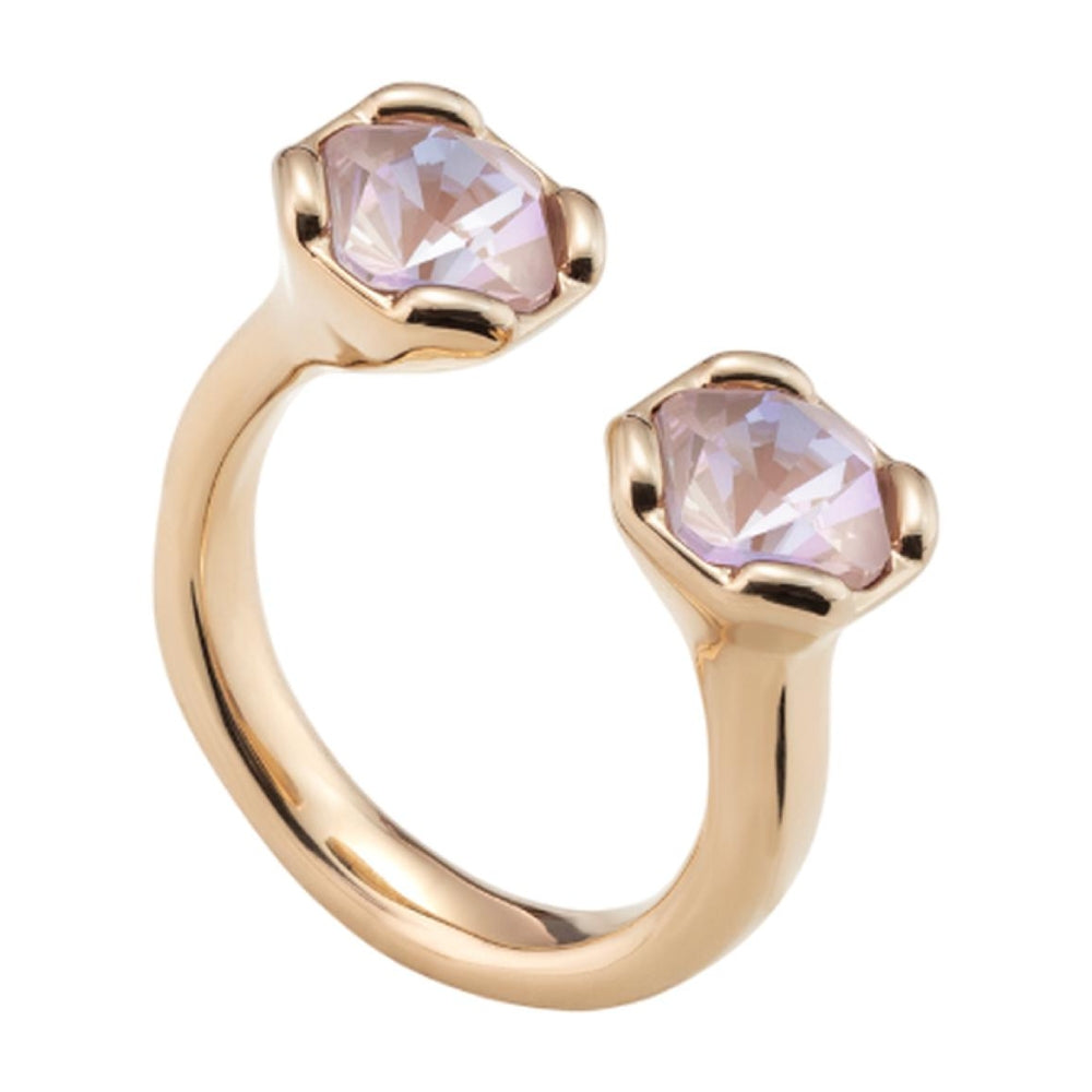 UNOde50 Charismatic Women's Two Pink Faceted Crystal Ring in 18K Gold-Plating over Metal Alloy
