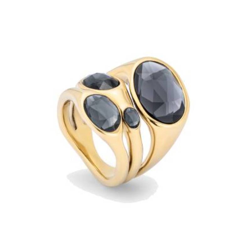 UNOde50 Vital Women's Faceted Crystal Ring in 18K Gold-Plating over Metal