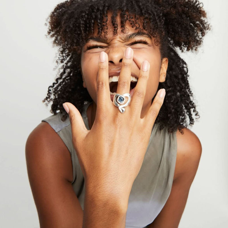 UNOde50 Ser Expresiva Women's Crystal Ring in Sterling Silver-Plating over Metal Alloy