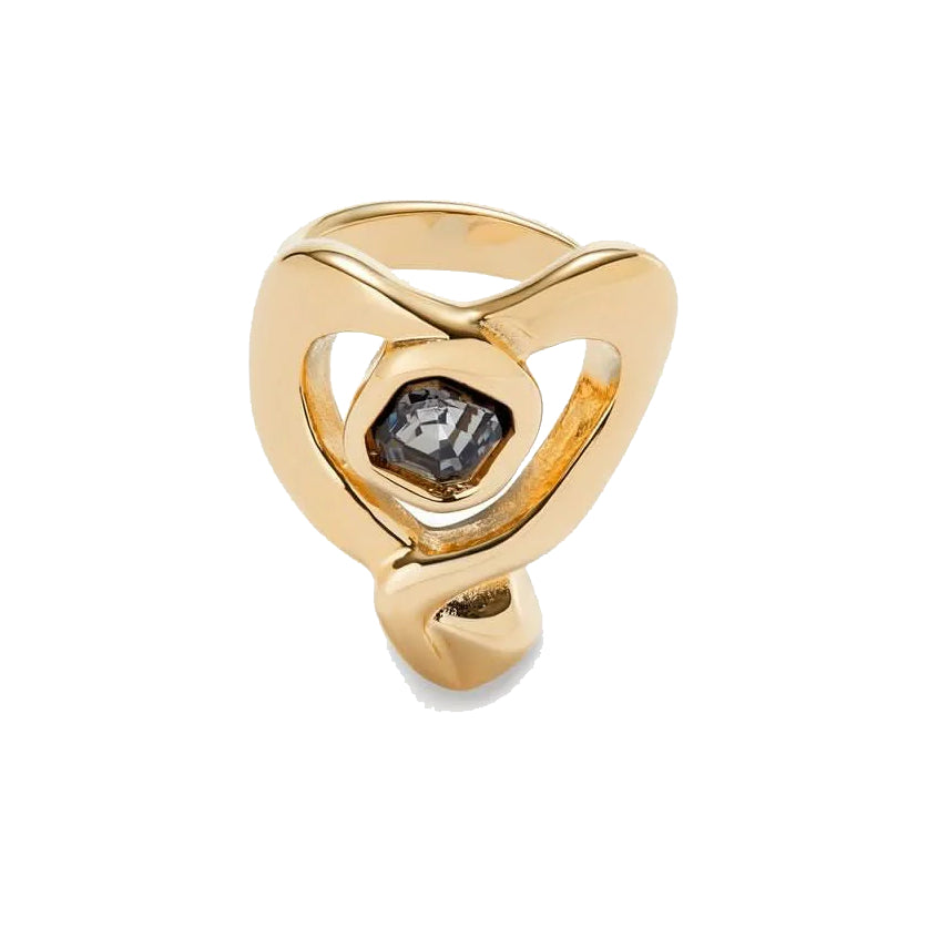 UNOde50 Ser Expresiva Women's Black Crystal Ring in 18K Gold-Plating over Metal Alloy