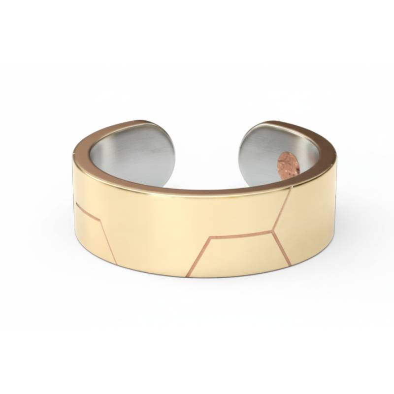 Metal Alchemist Trialchemy Bonded HoneyComb Bold Ring In 14K Gold Plated Over 925 Sterling Silver