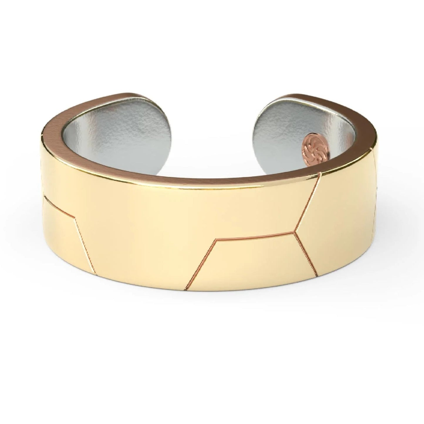 Metal Alchemist Trialchemy Bonded HoneyComb Bold Ring In 14K Gold Plated Over 925 Sterling Silver