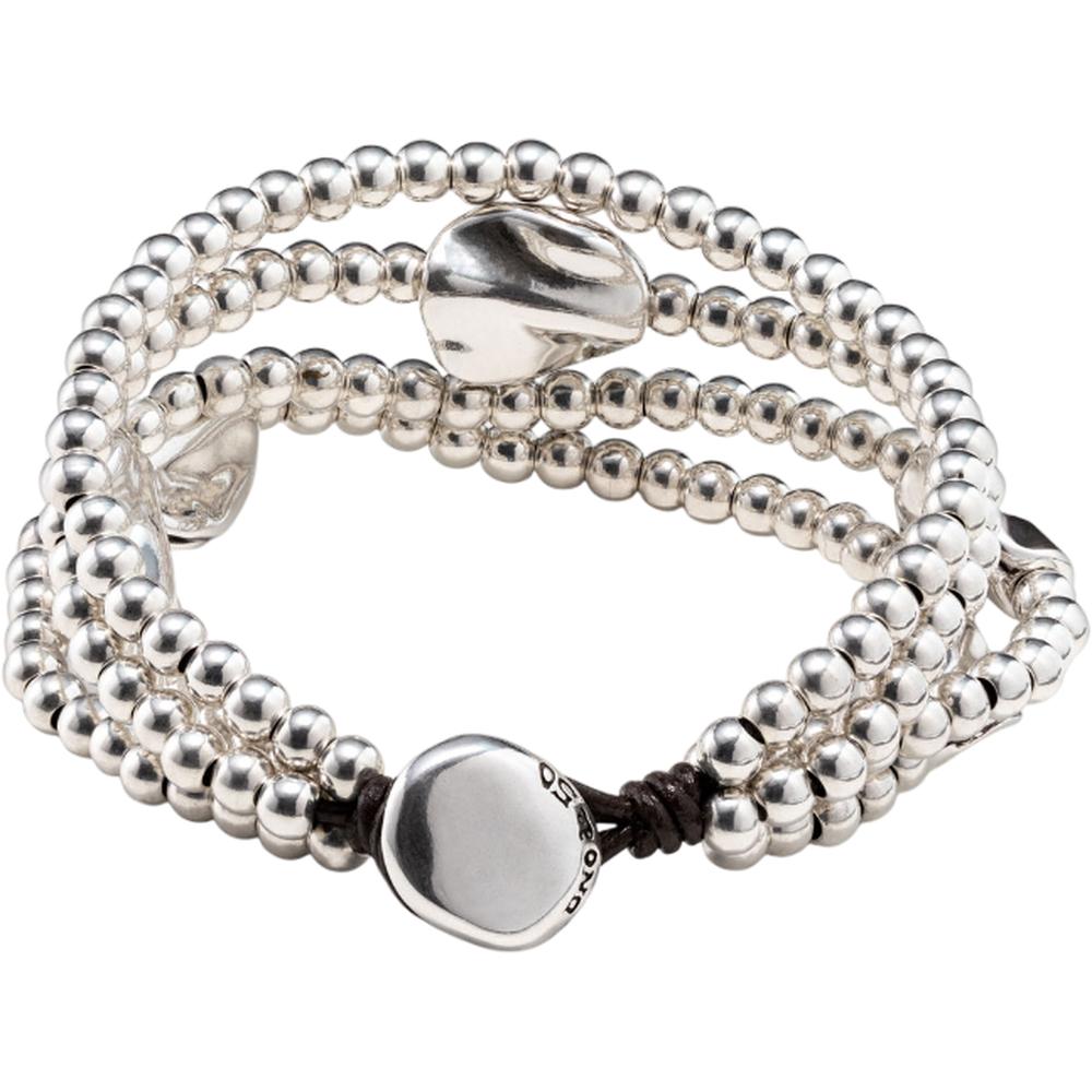 UNOde50 A Beautiful Mind Women's Three Strand Leather Beaded Bracelet in Sterling Silver-Plating over Metal