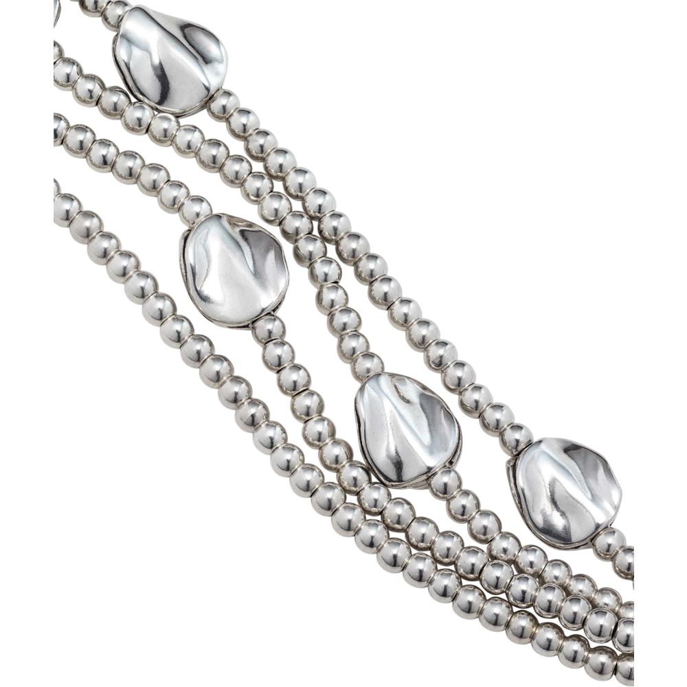 UNOde50 A Beautiful Mind Women's Three Strand Leather Beaded Bracelet in Sterling Silver-Plating over Metal