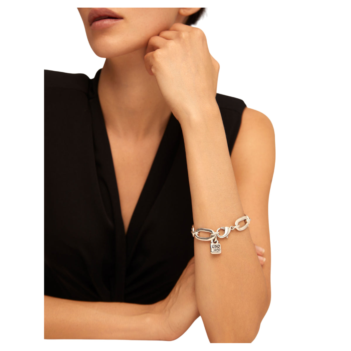 UNOde50 Awesome Unisex Oval Link Chain Bracelet in Metal