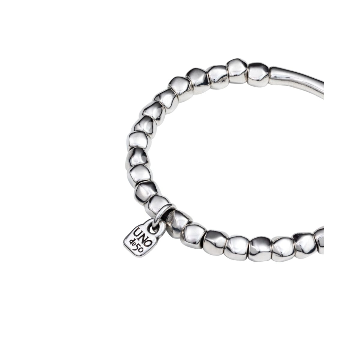 UNOde50 Journey Unisex Tubular Piece Beaded Stretch Bracelet in Metal