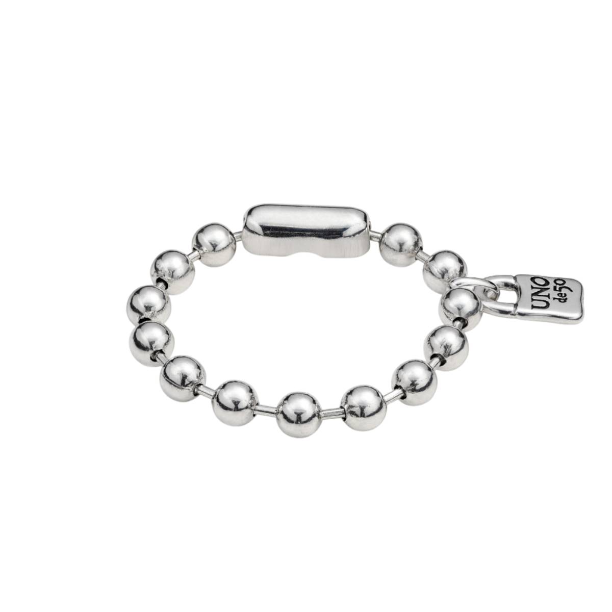 UNOde50 Snowflake Unisex Padlock Charm Beaded Bracelet in Metal