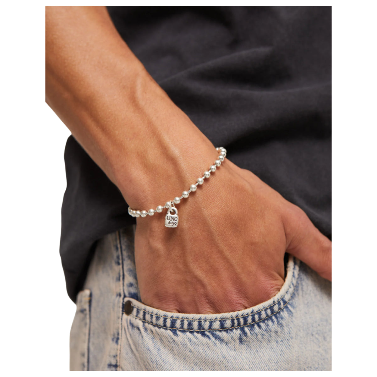 UNOde50 Emotions Unisex Beaded Charm Bracelet in Metal