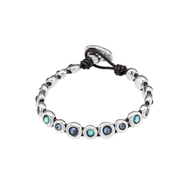 UNOde50 Magic Touch Women's 7" Blue Faceted Crystal Bracelet in Sterling Silver-Plating over Metal