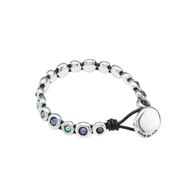UNOde50 Magic Touch Women's 7" Blue Faceted Crystal Bracelet in Sterling Silver-Plating over Metal