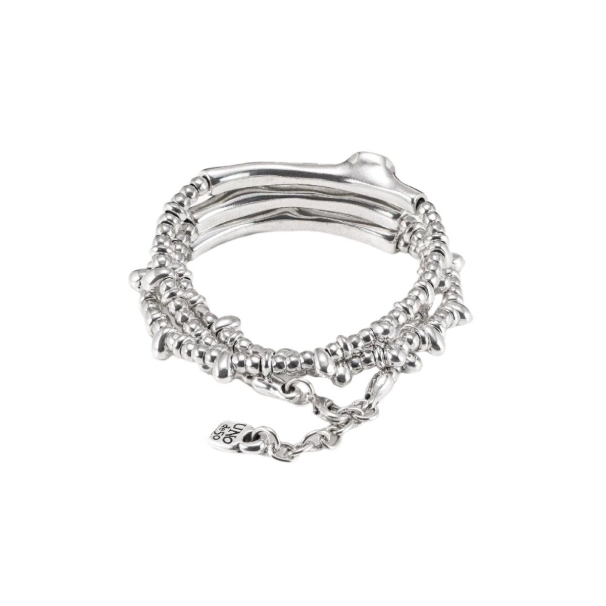 UNOde50 Delirium 7.2" Blue Metal Faceted Crystal Beaded Bracelet in Sterling Silver-Plating over Metal