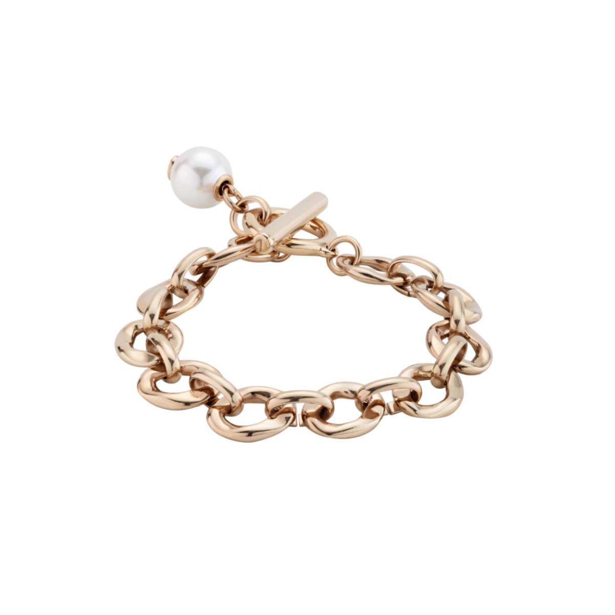 UNOde50 Joyful Women's White Pearl Link Chain Bracelet in Metal