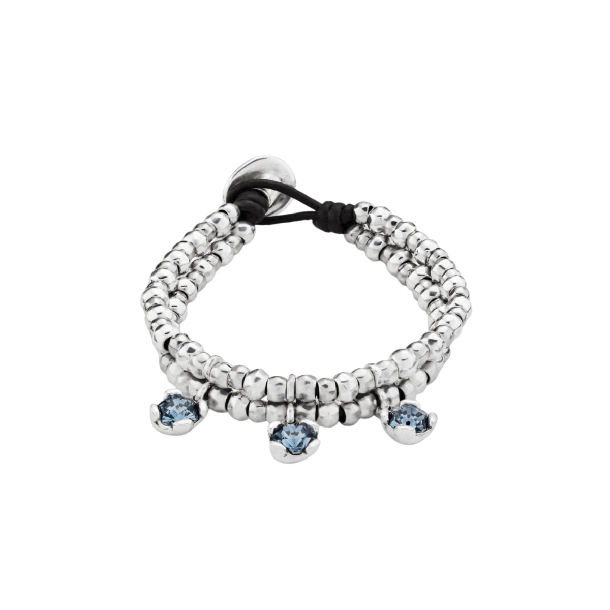UNOde50 Charismatic Women's 6.2" 3 Blue Faceted Crystal Sublime Bracelet in Sterling Silver-Plating over Metal