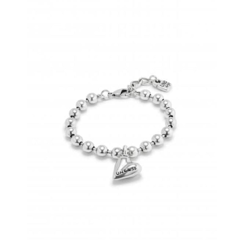 UNOde50 Women's 7" Cupido Beads Heart Bracelet in Sterling Silver-Plating over Metal Alloy