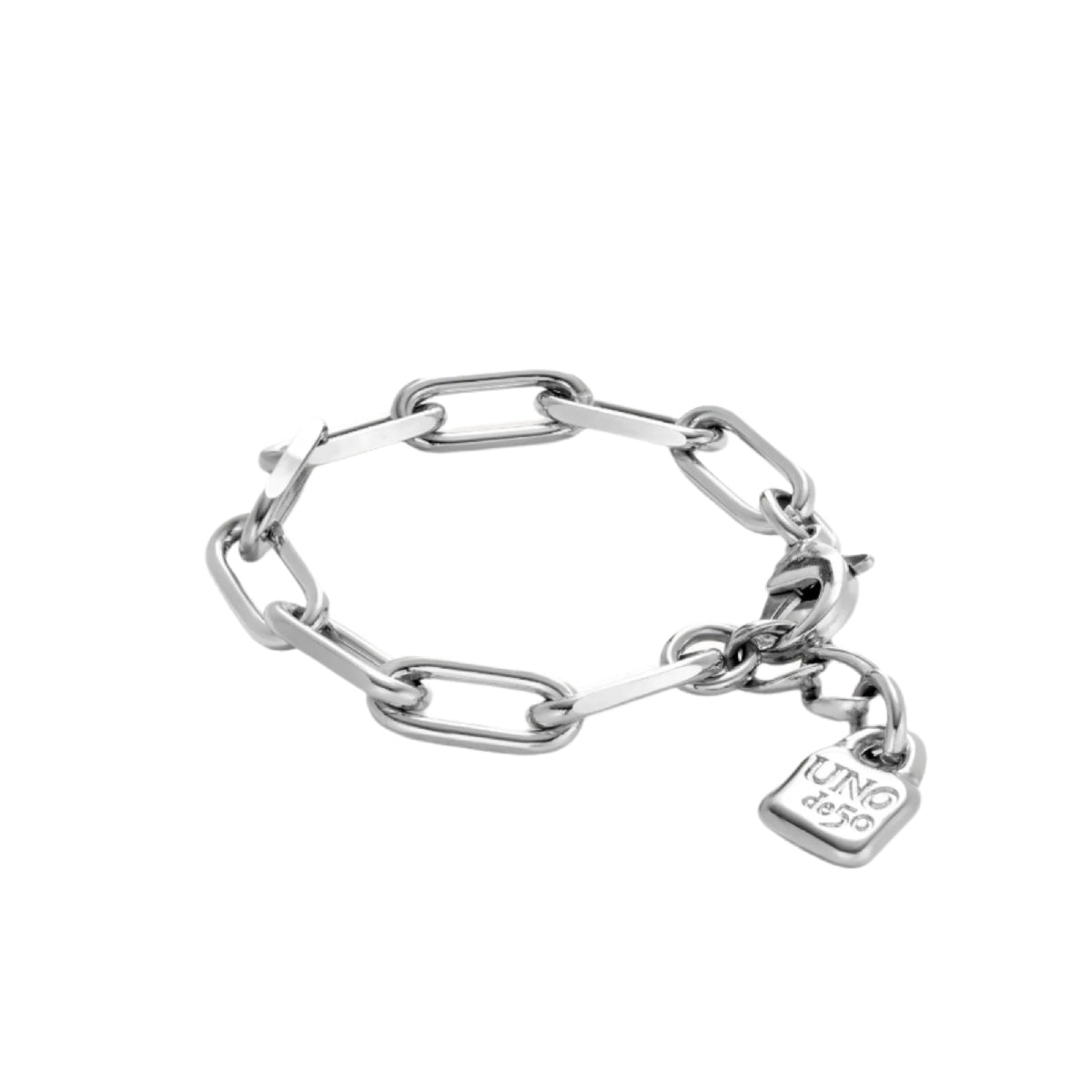 UNOde50 Ser Valiente Unisex Medium Rectangular Link Bracelet in Metal