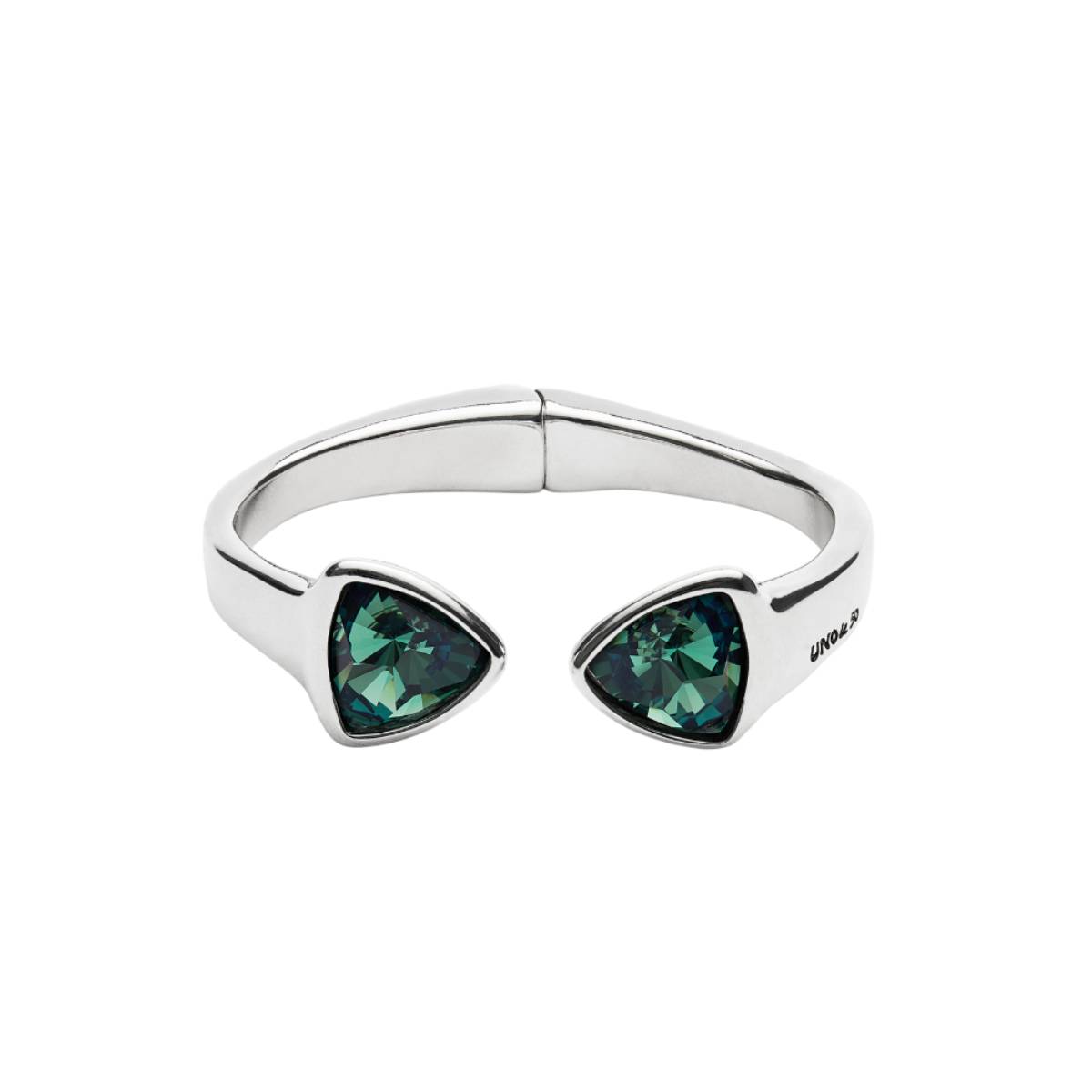 UNOde50 Ser Camaleonica Woman's Two Green Crystals Bangle Bracelet in Sterling Silver-Plating over Metal
