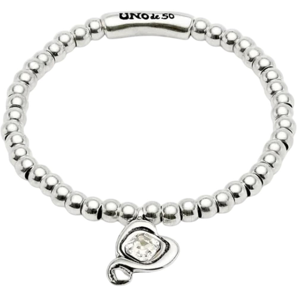 UNOde50 Ser Expresiva Women's Heart and Crystal Beads Bracelet in Sterling Silver-Plating over Metal Alloy