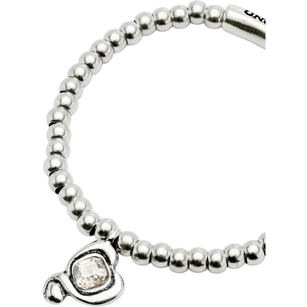 UNOde50 Ser Expresiva Women's Heart and Crystal Beads Bracelet in Sterling Silver-Plating over Metal Alloy