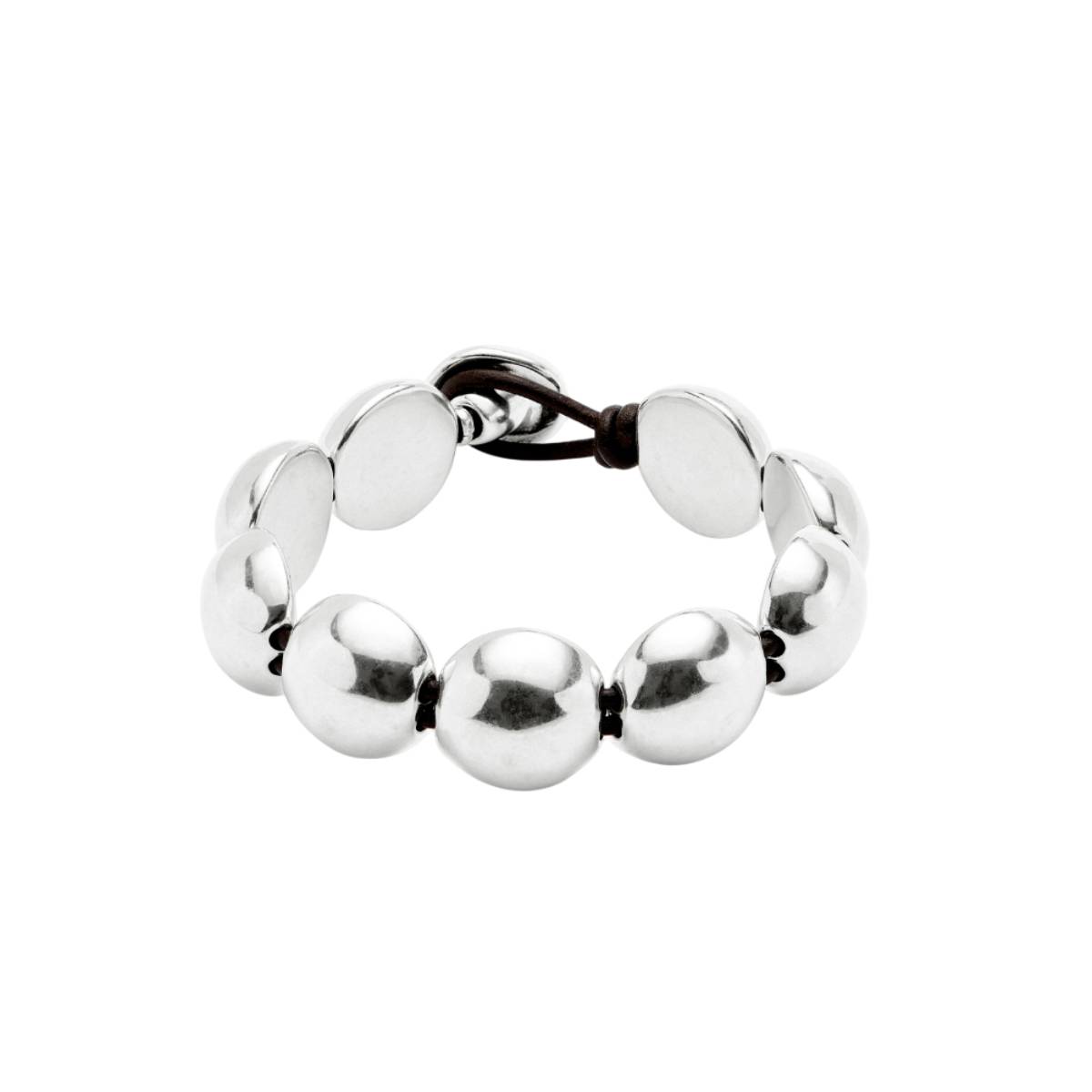 UNOde50 Ser Intrepida Unisex Round Beads Bracelet in Sterling Silver-Plating over Metal Alloy