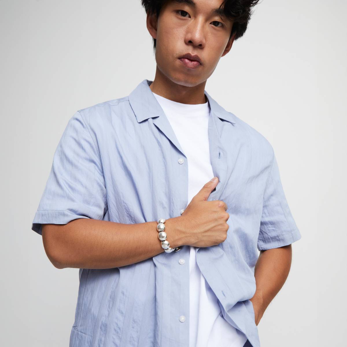 UNOde50 Ser Intrepida Unisex Round Beads Bracelet in Sterling Silver-Plating over Metal Alloy