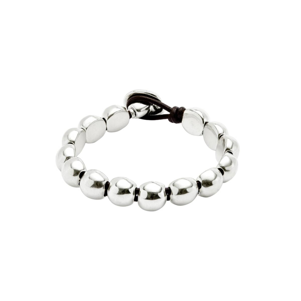 UNOde50 Ser Intrepida Unisex Small Round Beads Bracelet in Sterling Silver-Plating over Metal