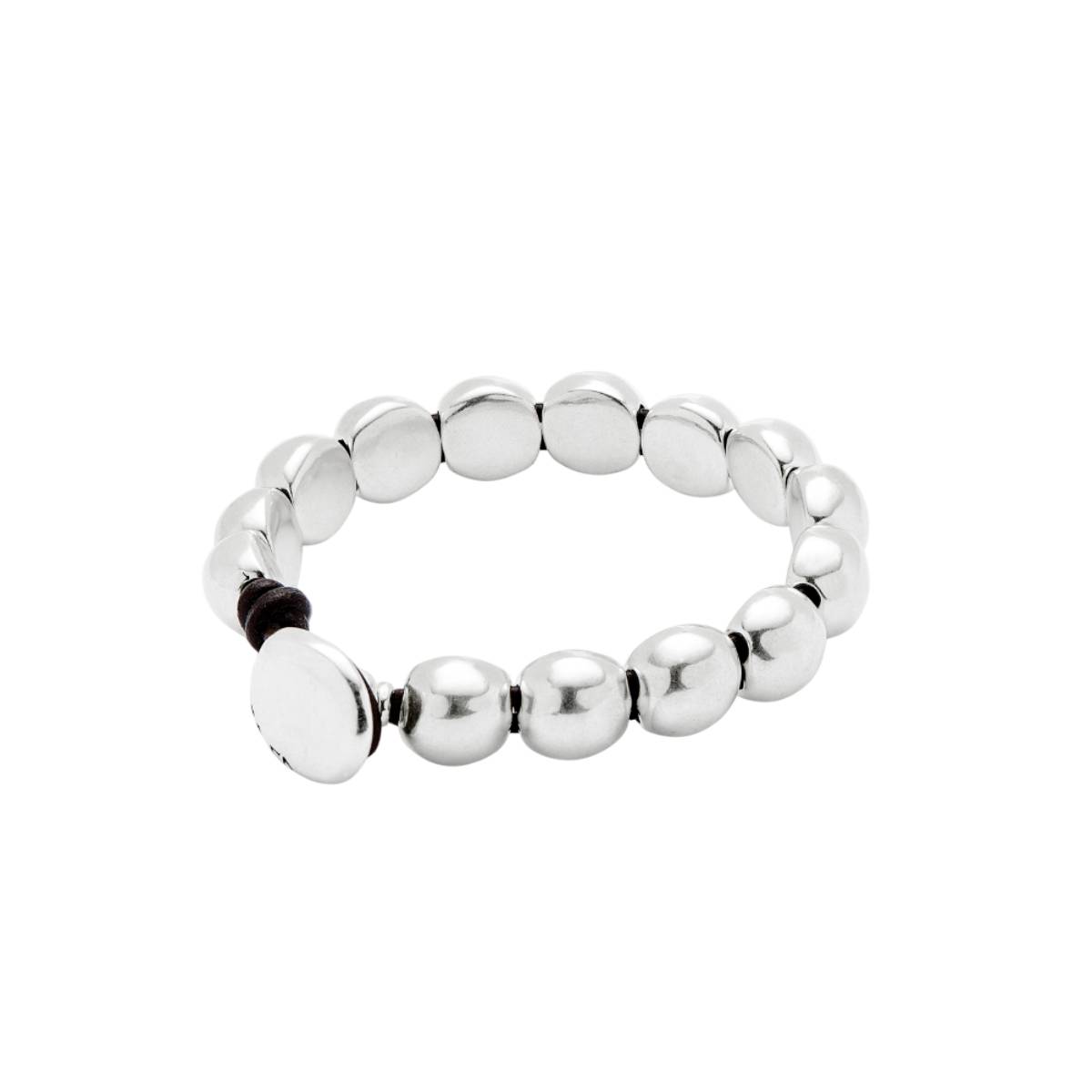 UNOde50 Ser Intrepida Unisex Small Round Beads Bracelet in Sterling Silver-Plating over Metal