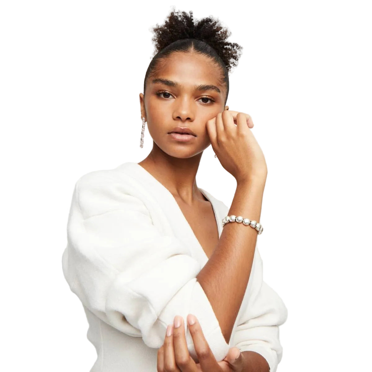 UNOde50 Ser Intrepida Unisex Small Round Beads Bracelet in Sterling Silver-Plating over Metal