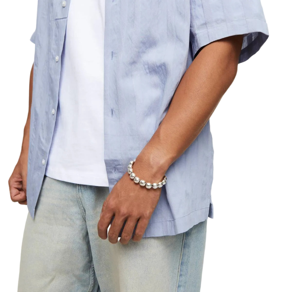 UNOde50 Ser Intrepida Unisex Small Round Beads Bracelet in Sterling Silver-Plating over Metal