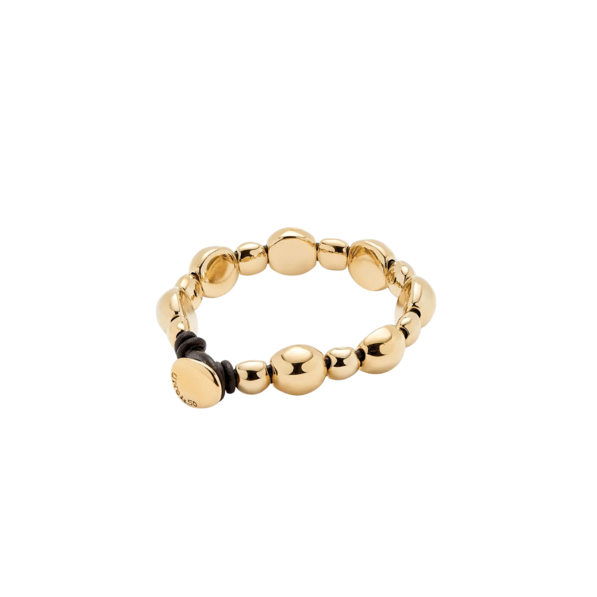 UNOde50 Ser Intrepida Unisex 6.1" Bead Bracelet in 18K Gold-Plating over Metal Alloy