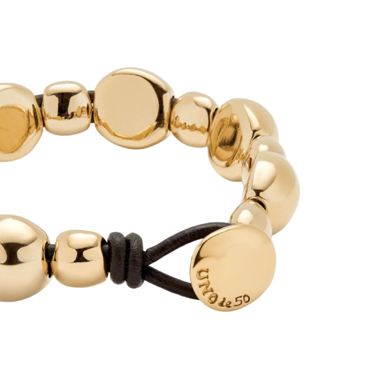 UNOde50 Ser Intrepida Unisex 6.1" Bead Bracelet in 18K Gold-Plating over Metal Alloy