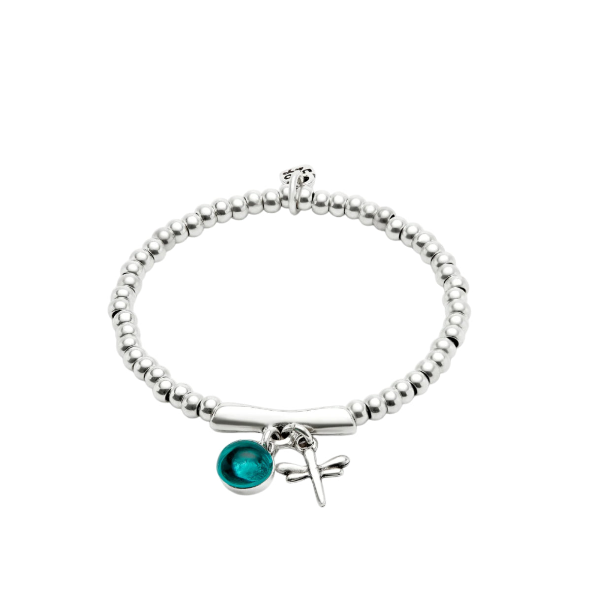 UNOde50 Ser Fascinante Women's Green Murano Glass Beads Bracelet with Dragonfly in Sterling Silver-Plating over Metal Alloy