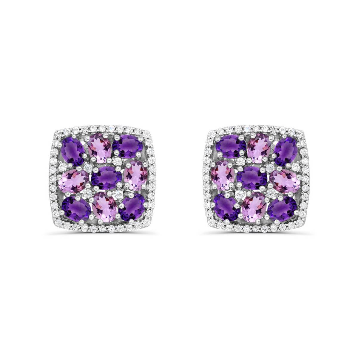 Affinity Designs Women's 5 ct. Amethyst and Zircon Earrings in Sterling Silver
