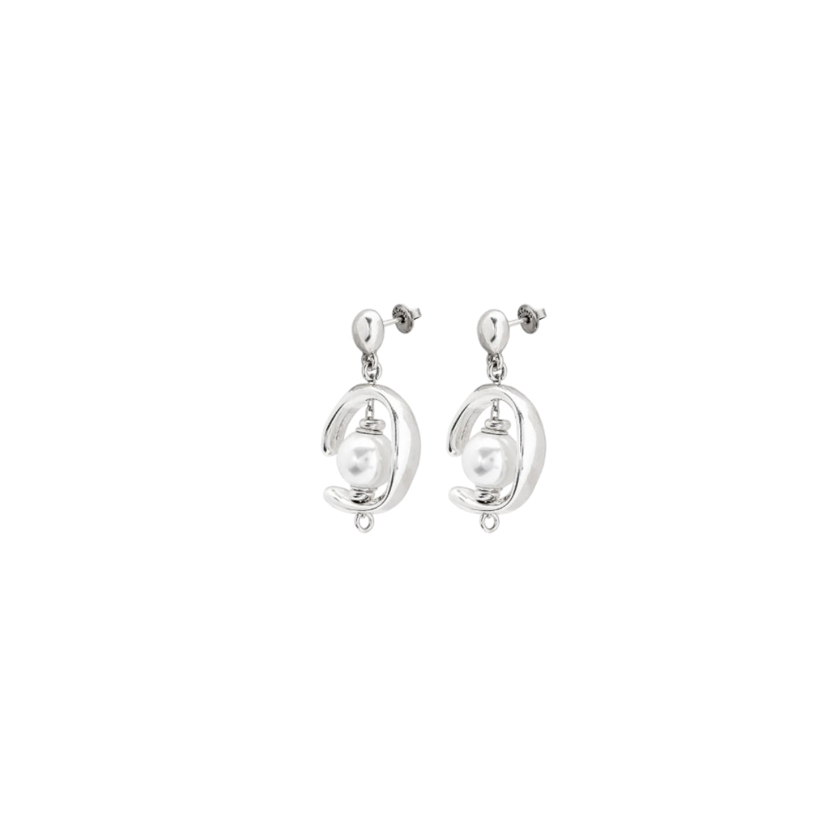 UNOde50 Inorbit Women's White Pearl Hanging Earrings in Sterling Silver-Plating over Metal