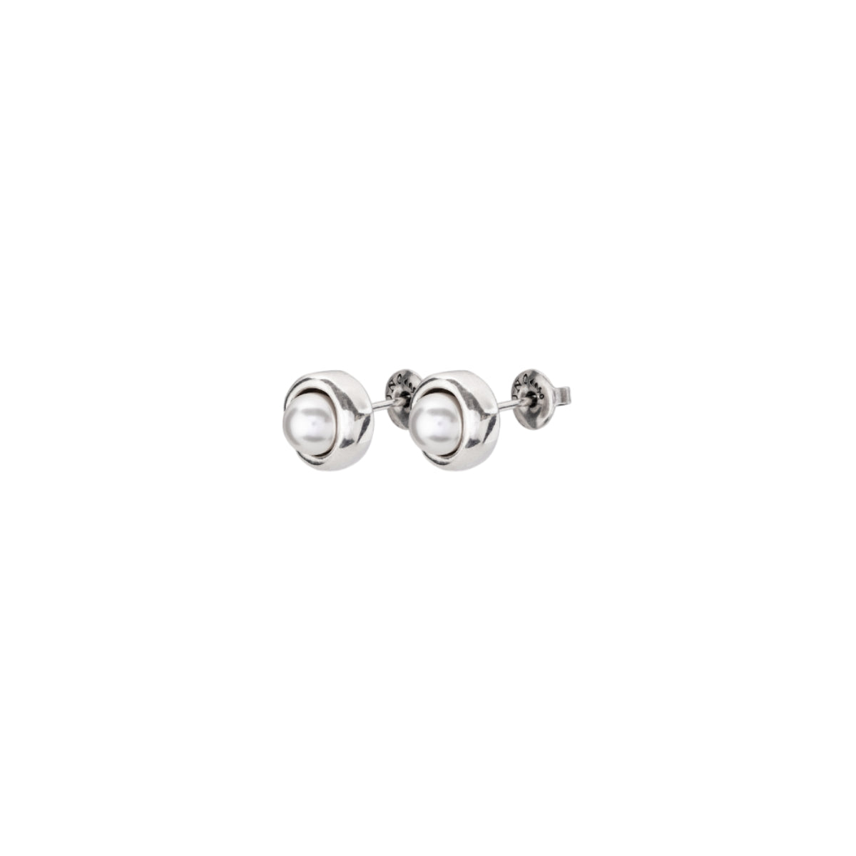 UNOde50 Women's Ego White Crystal Pearl Stud Earrings in Sterling Silver-Plating over Metal